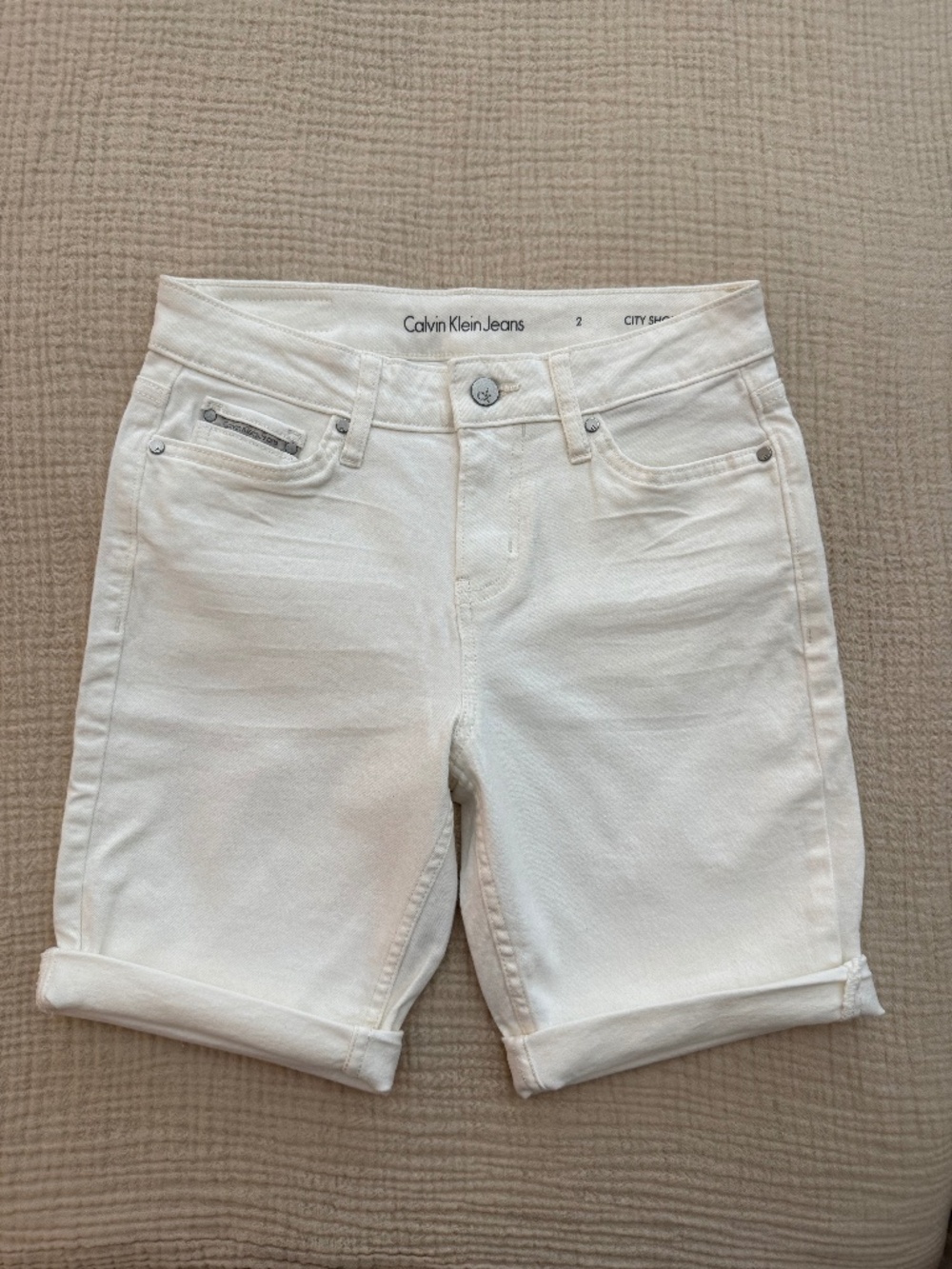 Calvin Klein White Denim Shorts